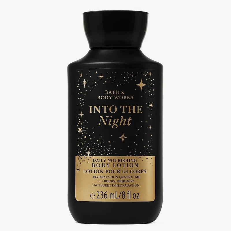 لوسیون بدن برند بث اند بادی    Bath and body )Into the night)  با حجم 236 میلی‌لیتر، مرطوب‌کننده و ضد خشکی مناسب انواع پوست