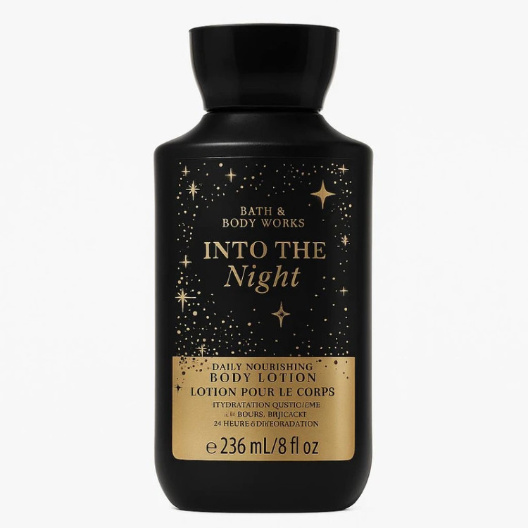 لوسیون بدن برند بث اند بادی Bath and body )Into the night) با حجم 236 میلیلیتر، مرطوبکننده و ضد خشکی مناسب انواع پوست
